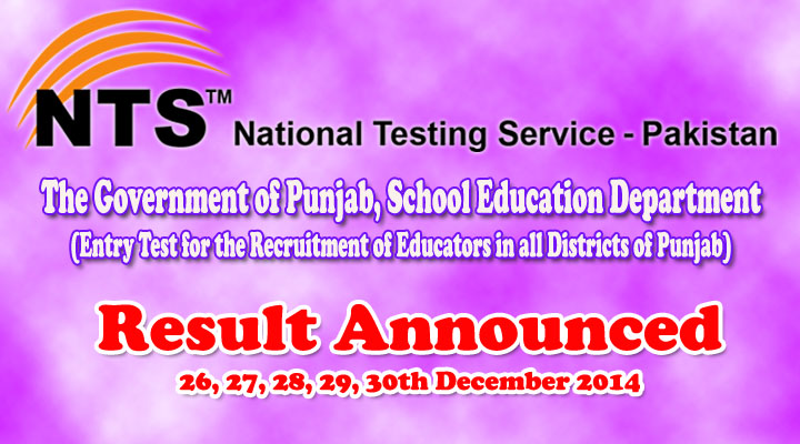 Punjab Educators NTS Test Result announced