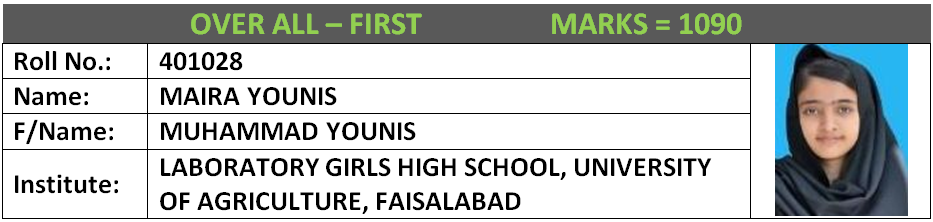 BISE Faisalabad Position Holders Matric 2017 Overall (1)