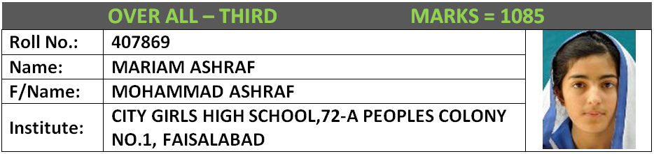 BISE Faisalabad Position Holders Matric 2017 Overall (4)