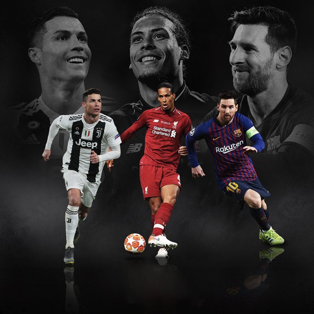 Virgil van Dijk, Lionel Messi and Cristiano Ronaldo