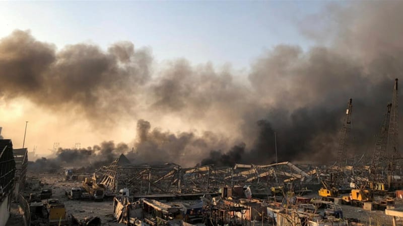 Smoke rises after the explosion in Beirut [Issam Abdallah/Reuters]