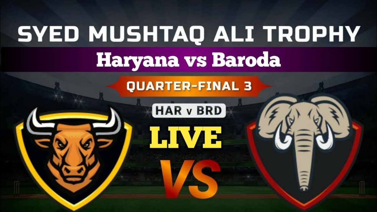 Haryana vs Baroda, 3rd Quarter Final Match live Streaming