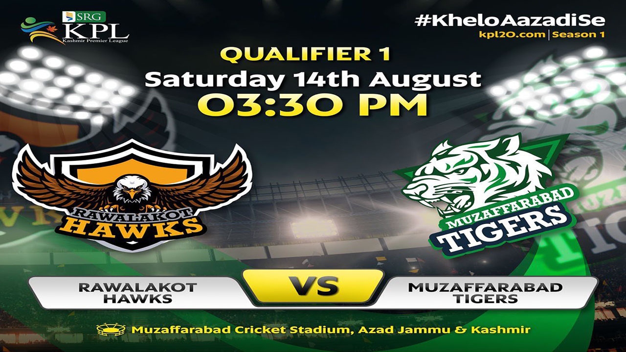 Rawlakot Hawks vs Muzaffarabad Tigers, Qualifier Match Live Streaming