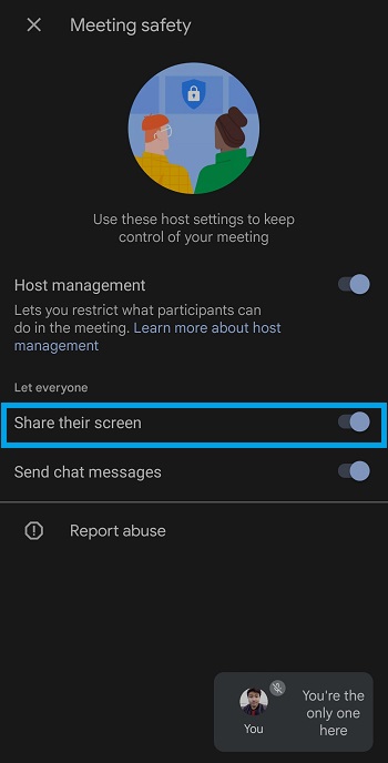 Google Meet Share Their Screen Toggle On Phone