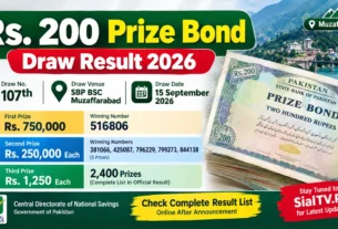 200 Prize Bond Draw Result Today 15 September 2026 Muzaffarabad